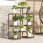 Tiered wooden plant stand for 8 pots – view 4