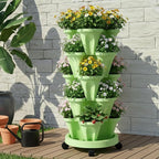 5 tier vertical stackable planter with wheels