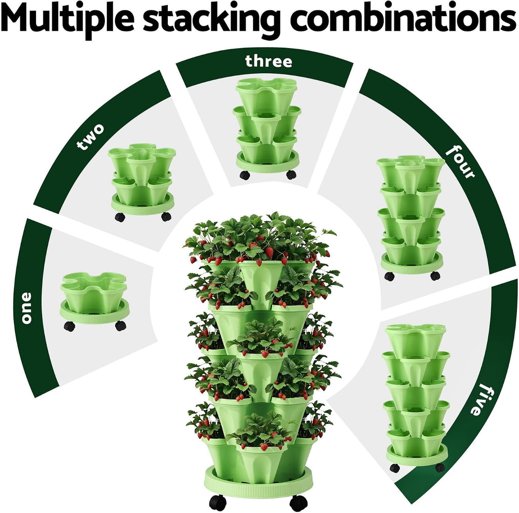 5 tier vertical stackable planter with wheels – view 8