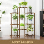 Tiered wooden plant stand for 8 pots – view 2