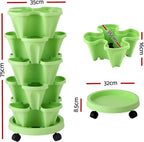 5 tier vertical stackable planter with wheels – view 2