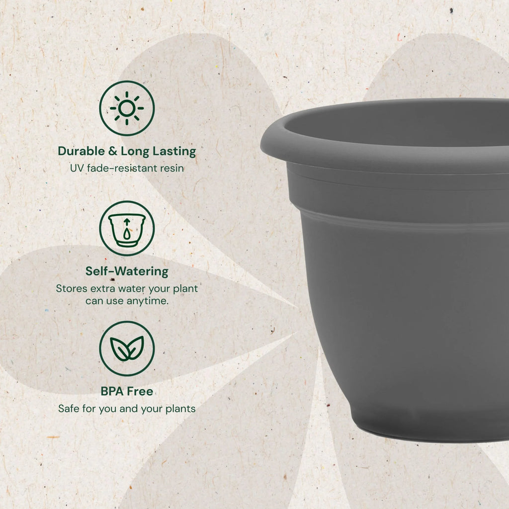 40cm self-watering planter in charcoal – view 3