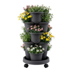 Green Fingers 5-Tier Vertical Garden Planter with Wheels – Black