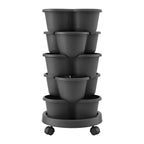Green Fingers 5-Tier Vertical Garden Planter with Wheels – Black