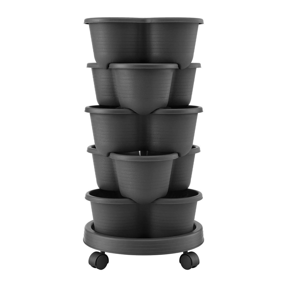 Green Fingers 5-Tier Vertical Garden Planter with Wheels – Black