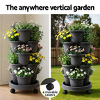 Green Fingers 5-Tier Vertical Garden Planter with Wheels – Black