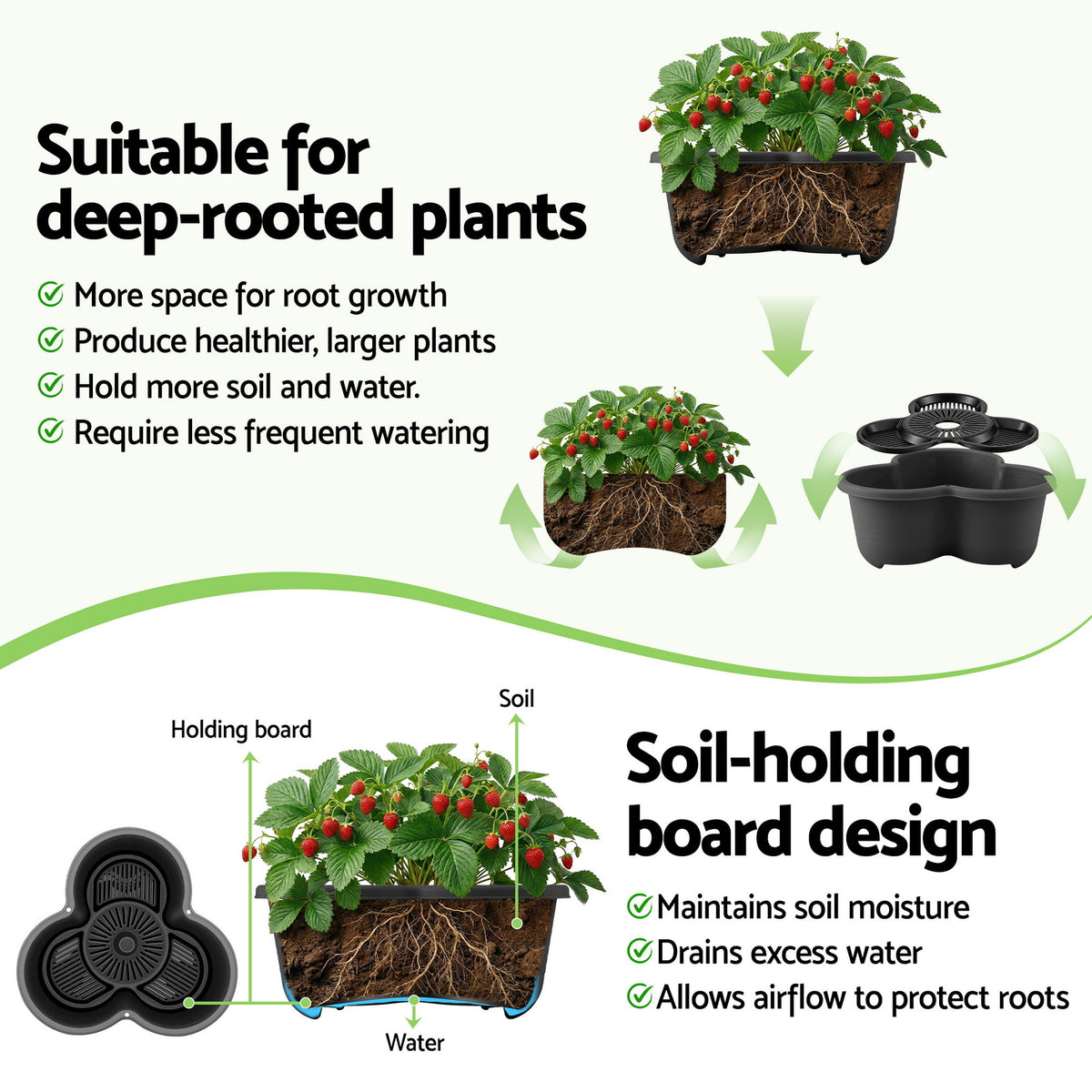 Green Fingers 5-Tier Vertical Garden Planter with Wheels – Black