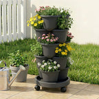 Green Fingers 5-Tier Vertical Garden Planter with Wheels – Black