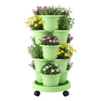 Green Fingers 5-Tier Vertical Garden Planter with Wheels – Light Green