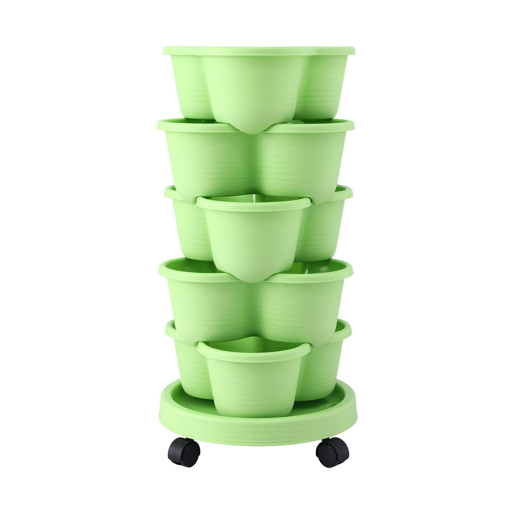 Green Fingers 5-Tier Vertical Garden Planter with Wheels – Light Green