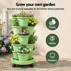 Green Fingers 5-Tier Vertical Garden Planter with Wheels – Light Green
