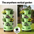 Green Fingers 5-Tier Vertical Garden Planter with Wheels – Light Green
