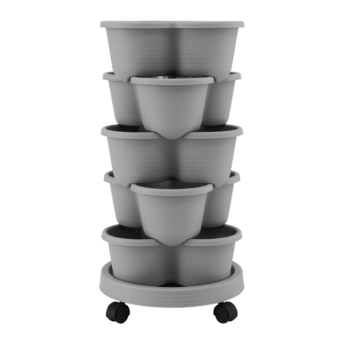 Green Fingers 5-Tier Vertical Garden Planter with Wheels – Grey
