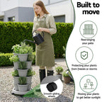 Green Fingers 5-Tier Vertical Garden Planter with Wheels – Grey