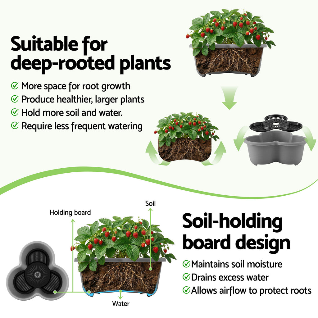 Green Fingers 5-Tier Vertical Garden Planter with Wheels – Grey
