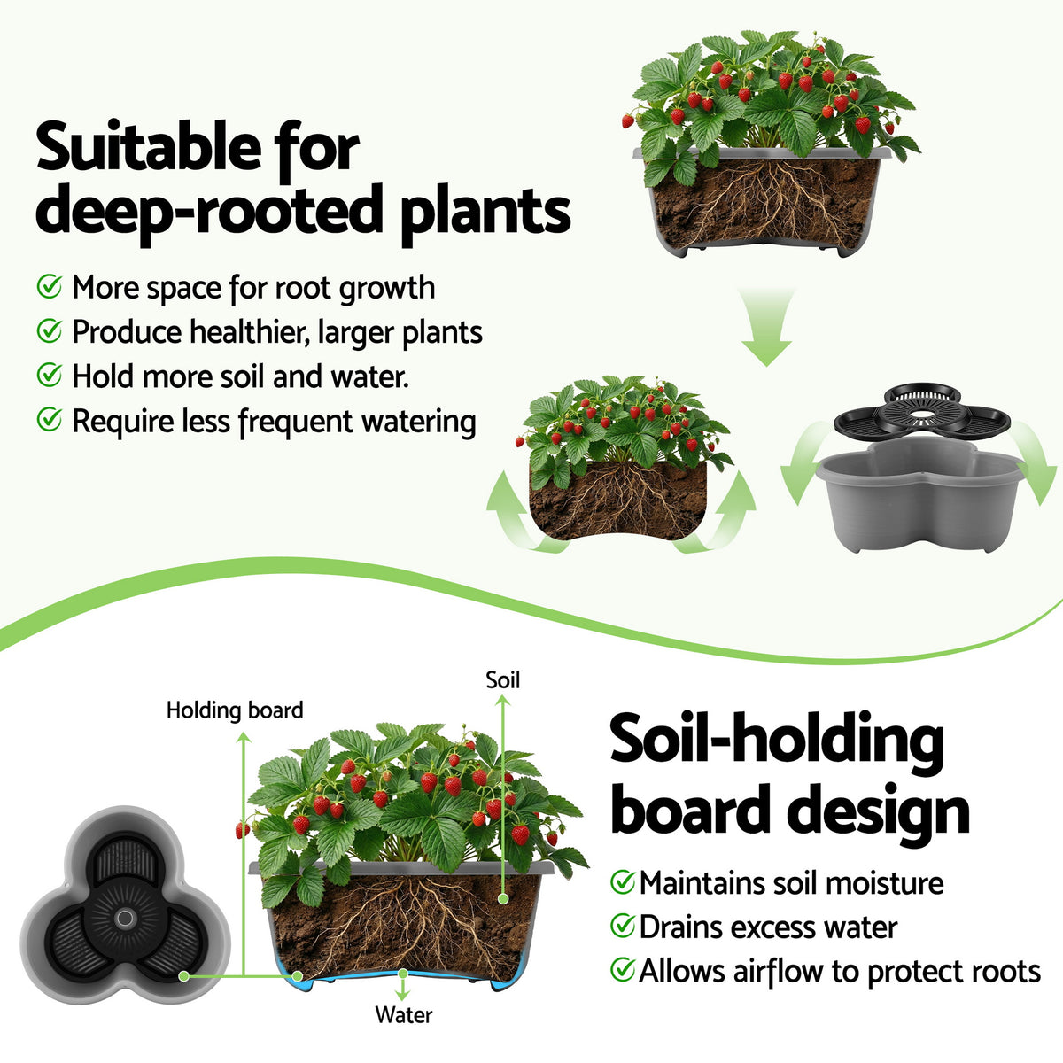Green Fingers 5-Tier Vertical Garden Planter with Wheels – Grey