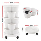 Green Fingers 5-Tier Vertical Garden Planter with Wheels – White
