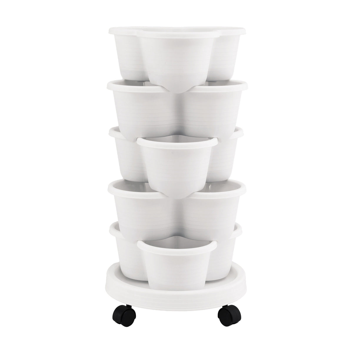 Green Fingers 5-Tier Vertical Garden Planter with Wheels – White
