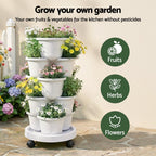 Green Fingers 5-Tier Vertical Garden Planter with Wheels – White