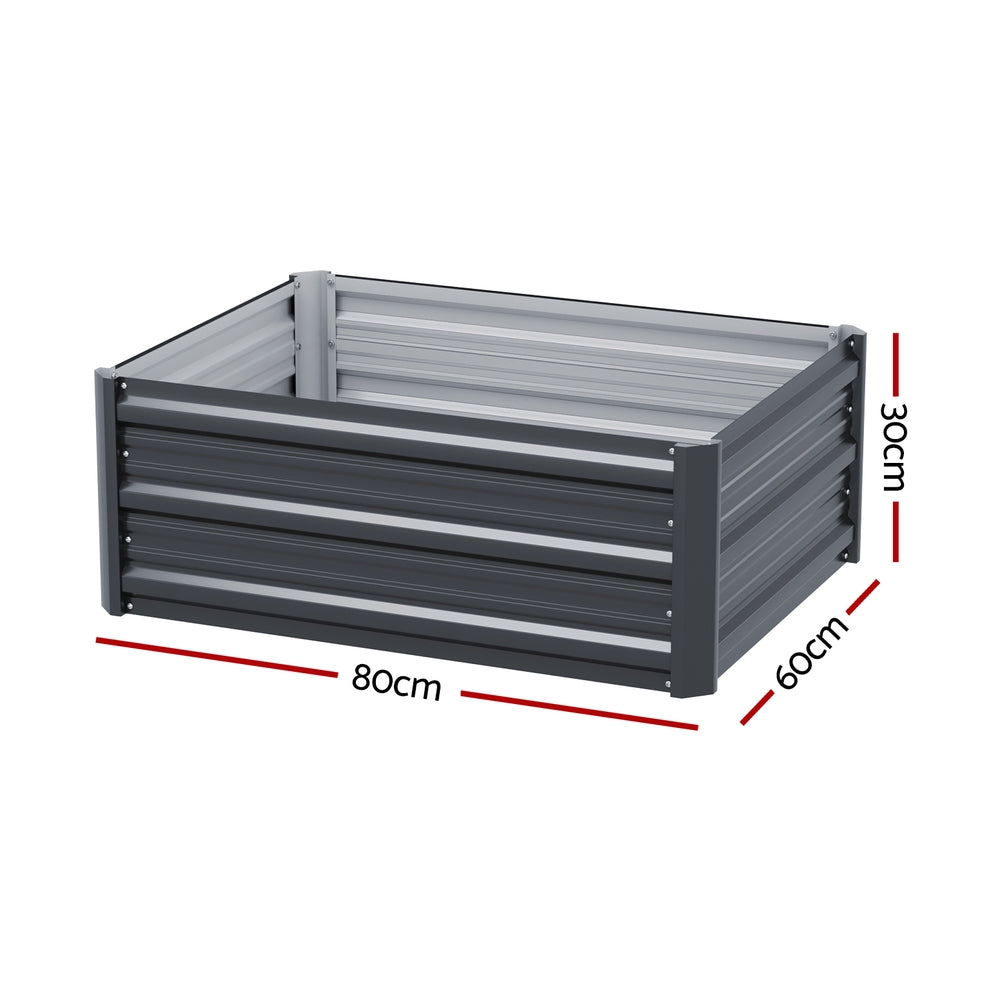 Green Fingers Galvanised Raised Garden Bed 80 x 60 x 30 cm