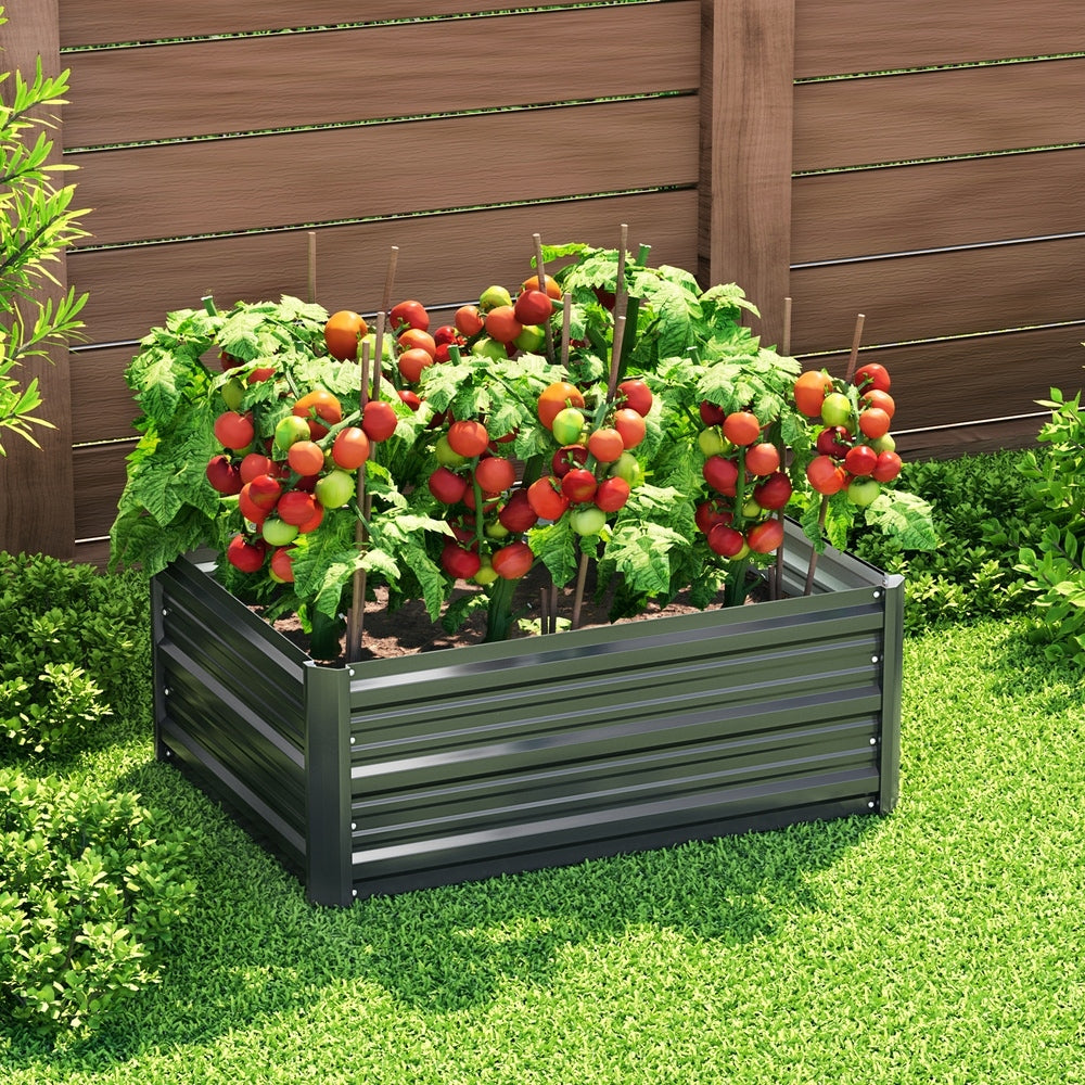 Green Fingers Galvanised Raised Garden Bed 80 x 60 x 30 cm