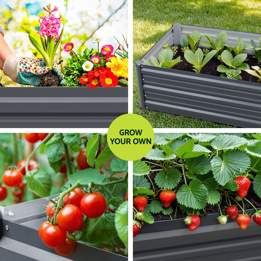 Green Fingers Galvanised Raised Garden Bed 80 x 60 x 30 cm