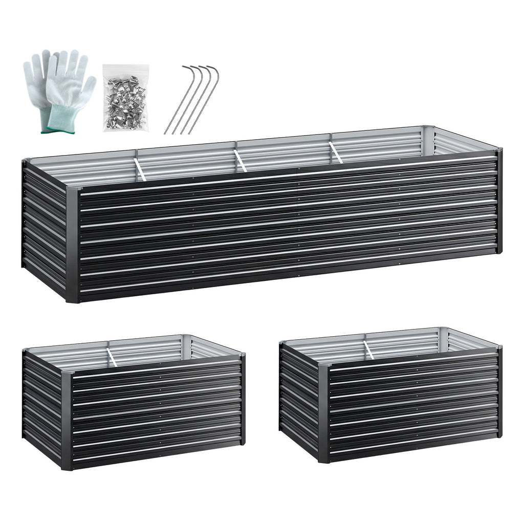 Green Fingers 2-in-1 Galvanised Raised Garden Bed, 320 x 80 x 77 cm – Grey