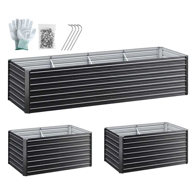 Green Fingers 2-in-1 Galvanised Raised Garden Bed, 320 x 80 x 77 cm – Grey