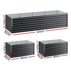 Green Fingers 2-in-1 Galvanised Raised Garden Bed, 320 x 80 x 77 cm – Grey