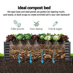 Green Fingers 2-in-1 Galvanised Raised Garden Bed, 320 x 80 x 77 cm – Grey
