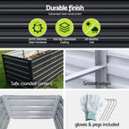 Green Fingers 2-in-1 Galvanised Raised Garden Bed, 320 x 80 x 77 cm – Grey
