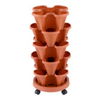 Green Fingers 5-Pot Stackable Strawberry Planter – Brick Red