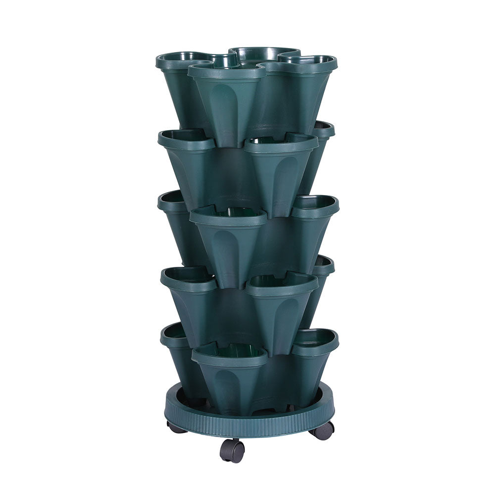 Green Fingers 5-Pot Stackable Strawberry Planter – Dark Green