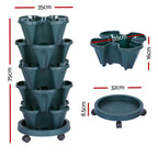 Green Fingers 5-Pot Stackable Strawberry Planter – Dark Green