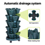 Green Fingers 5-Pot Stackable Strawberry Planter – Dark Green