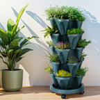 Green Fingers 5-Pot Stackable Strawberry Planter – Dark Green