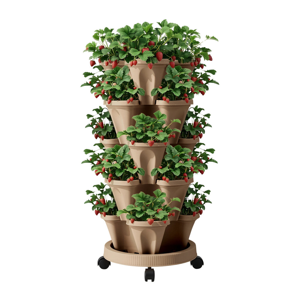 Green Fingers 5-Pot Stackable Strawberry Planter – Tan