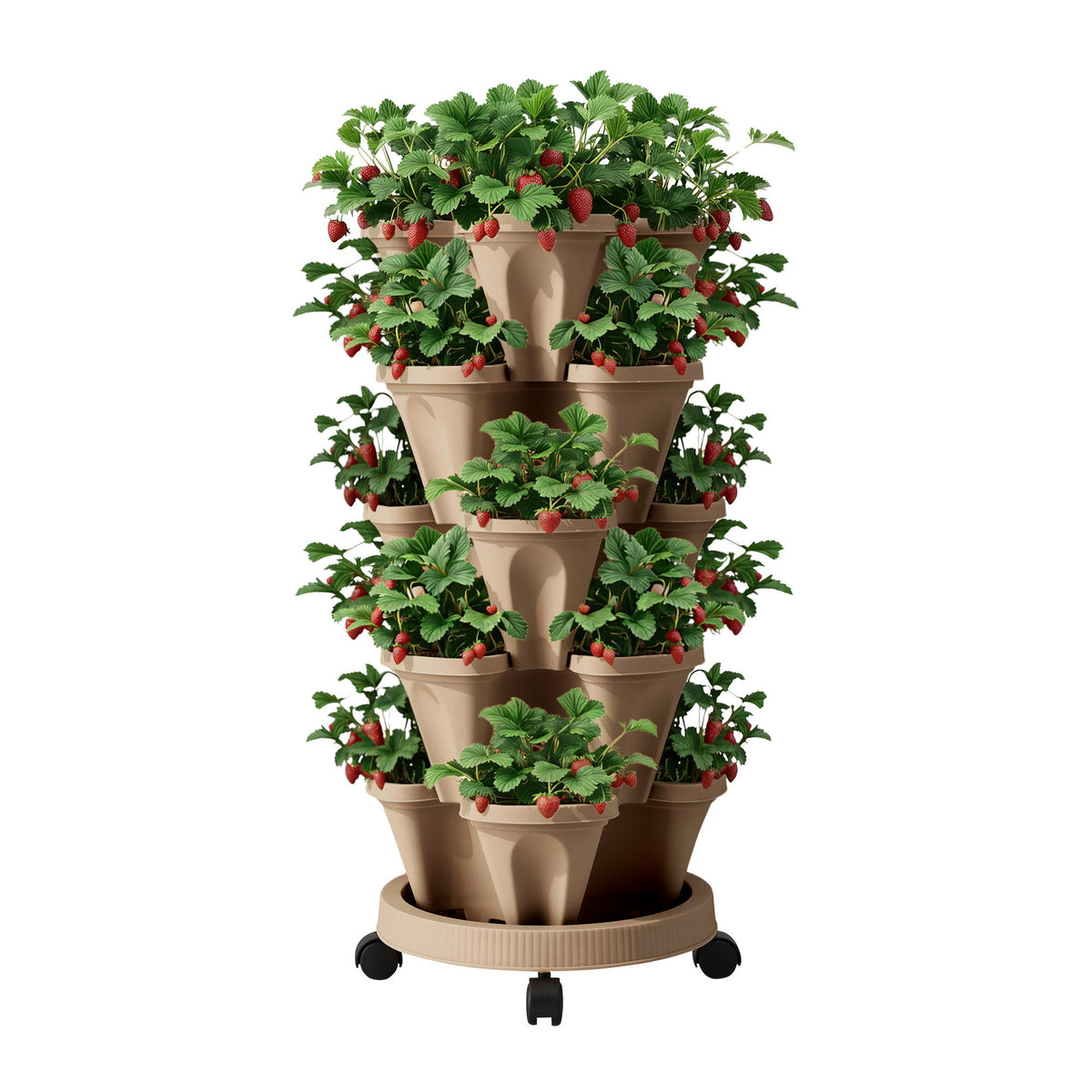 Green Fingers 5-Pot Stackable Strawberry Planter – Tan