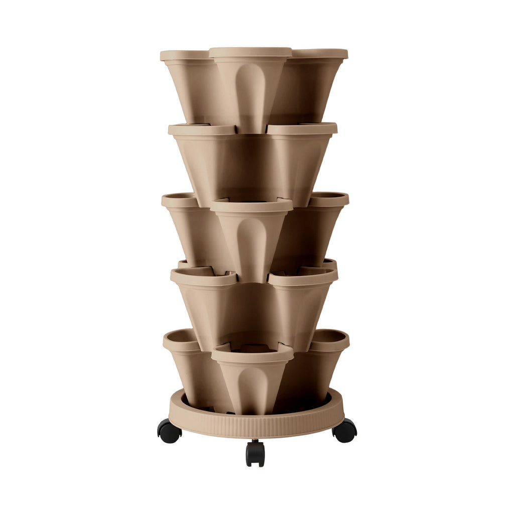 Green Fingers 5-Pot Stackable Strawberry Planter – Tan