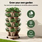 Green Fingers 5-Pot Stackable Strawberry Planter – Tan
