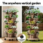 Green Fingers 5-Pot Stackable Strawberry Planter – Tan