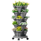 Green Fingers 5-Pot Stackable Strawberry Planter – Grey