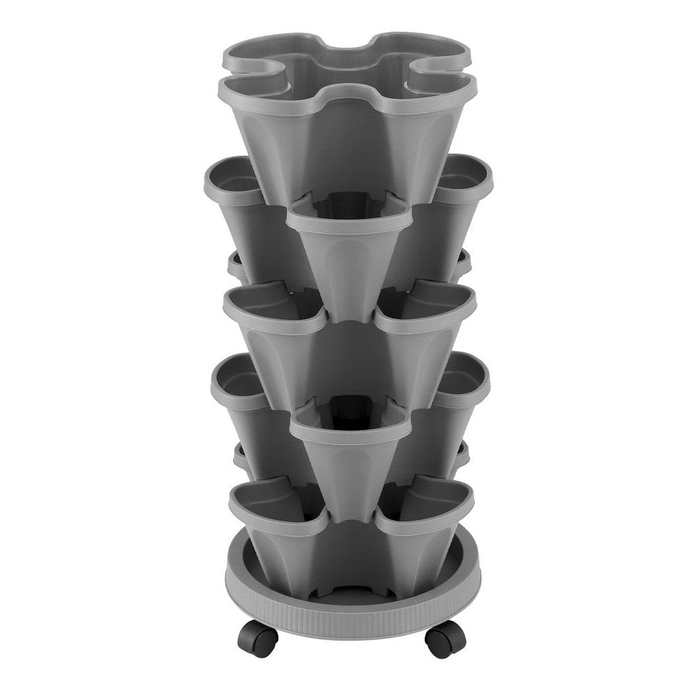 Green Fingers 5-Pot Stackable Strawberry Planter – Grey