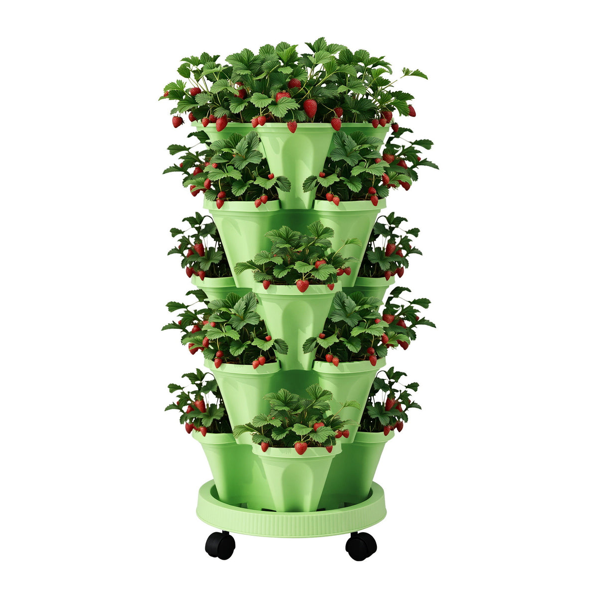 Green Fingers 5-Pot Stackable Strawberry Planter – Light Green
