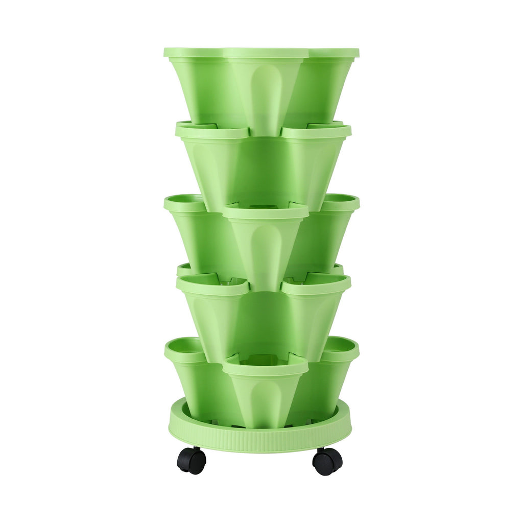 Green Fingers 5-Pot Stackable Strawberry Planter – Light Green
