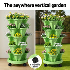 Green Fingers 5-Pot Stackable Strawberry Planter – Light Green
