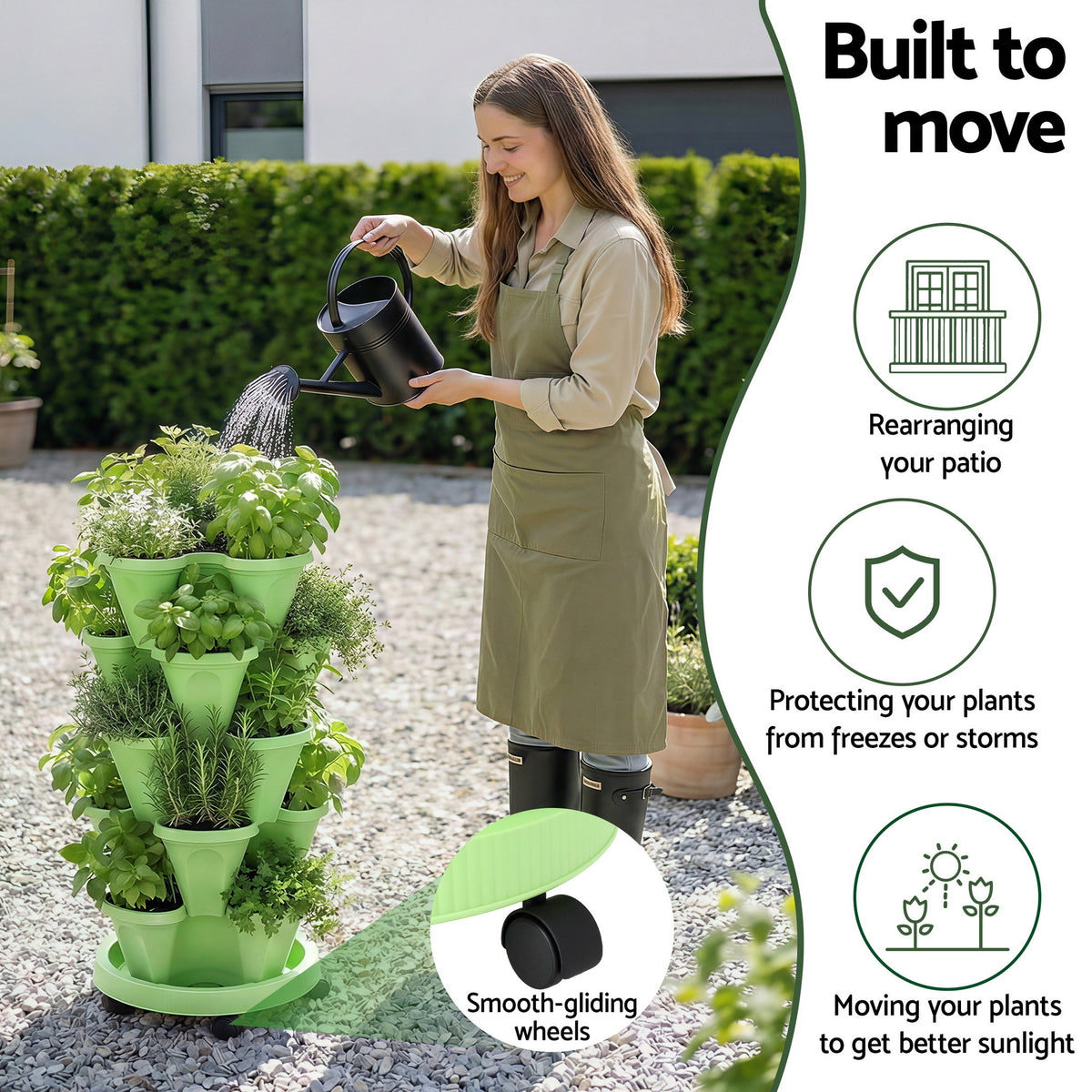 Green Fingers 5-Pot Stackable Strawberry Planter – Light Green