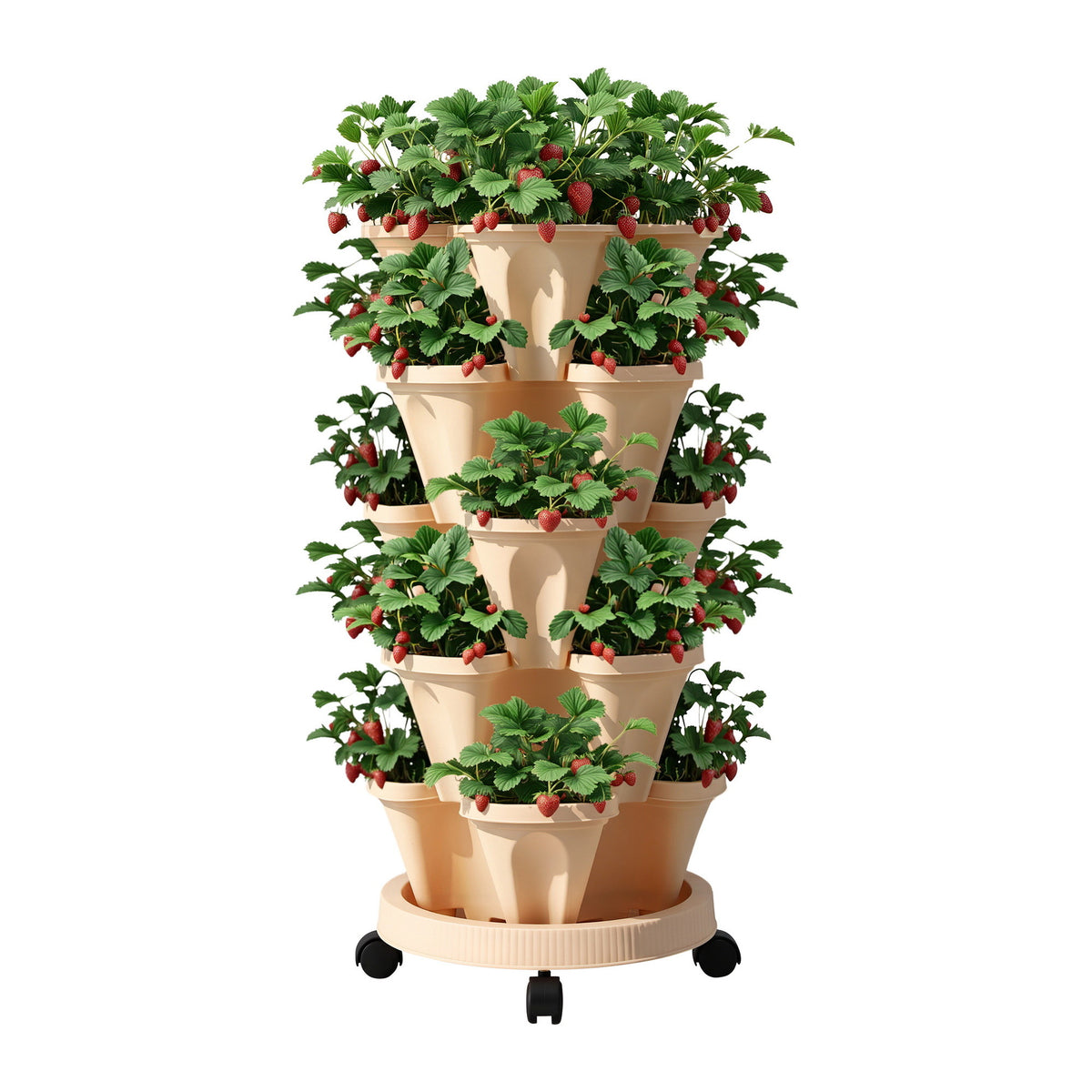 Green Fingers 5-Pot Stackable Strawberry Planter – Beige