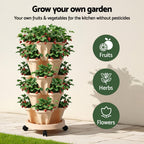 Green Fingers 5-Pot Stackable Strawberry Planter – Beige