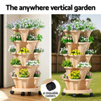 Green Fingers 5-Pot Stackable Strawberry Planter – Beige